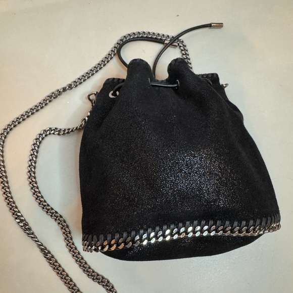 Stella McCartney Vegan Leather Bucket Bag – Black & Silver Sparkle - Picture 6 of 17